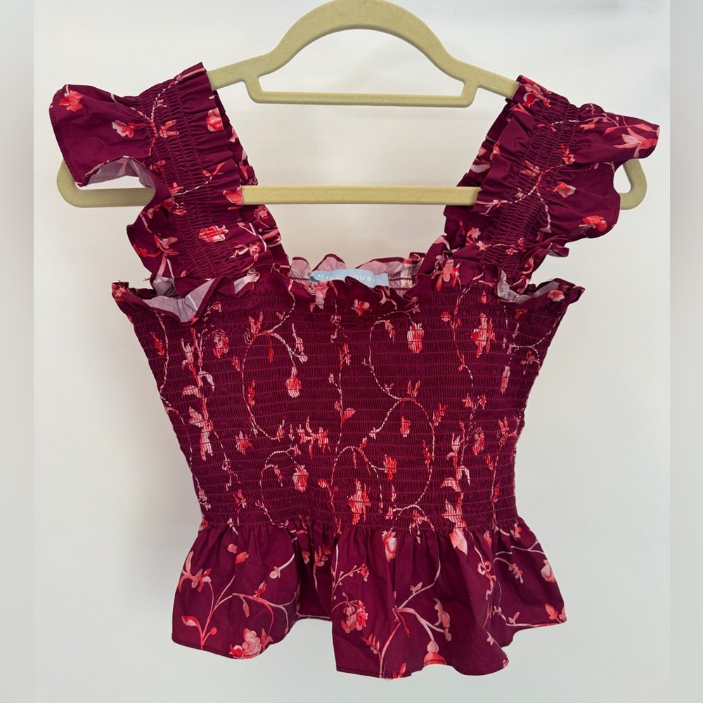 HILL HOUSE Paz Nap Top in Small (S) NWOT - Burgundy Botanical - Picture 8 of 10